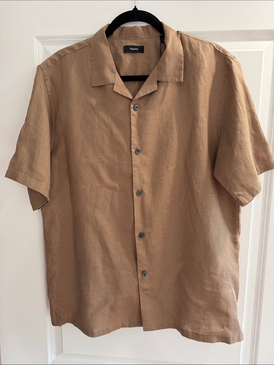 Theory Other - NWT! Theory (Daze Precise Linen 2) Men's Short-Sleeve 100% Linen Shirt in Fossil